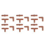 18Pcs Irrigation Fittings Kit Brown Water Barbed Coupling Connecter for 16mm Pipes
