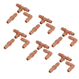 18Pcs Irrigation Fittings Kit Brown Water Barbed Coupling Connecter for 16mm Pipes