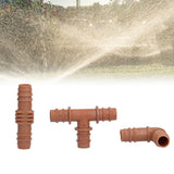 18Pcs Irrigation Fittings Kit Brown Water Barbed Coupling Connecter for 16mm Pipes