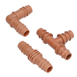18Pcs Irrigation Fittings Kit Brown Water Barbed Coupling Connecter for 16mm Pipes