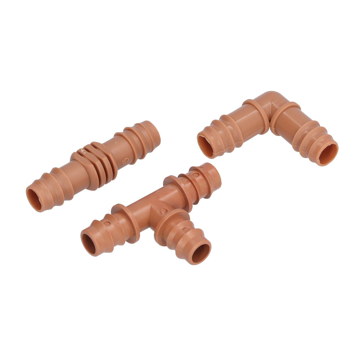 18Pcs Irrigation Fittings Kit Brown Water Barbed Coupling Connecter for 16mm Pipes