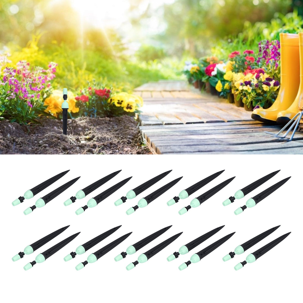 20 Set Multifunctional Spray Dripper Adjustable Irrigation Atomizing Sprinklers Drip Irrigation SystemCyan