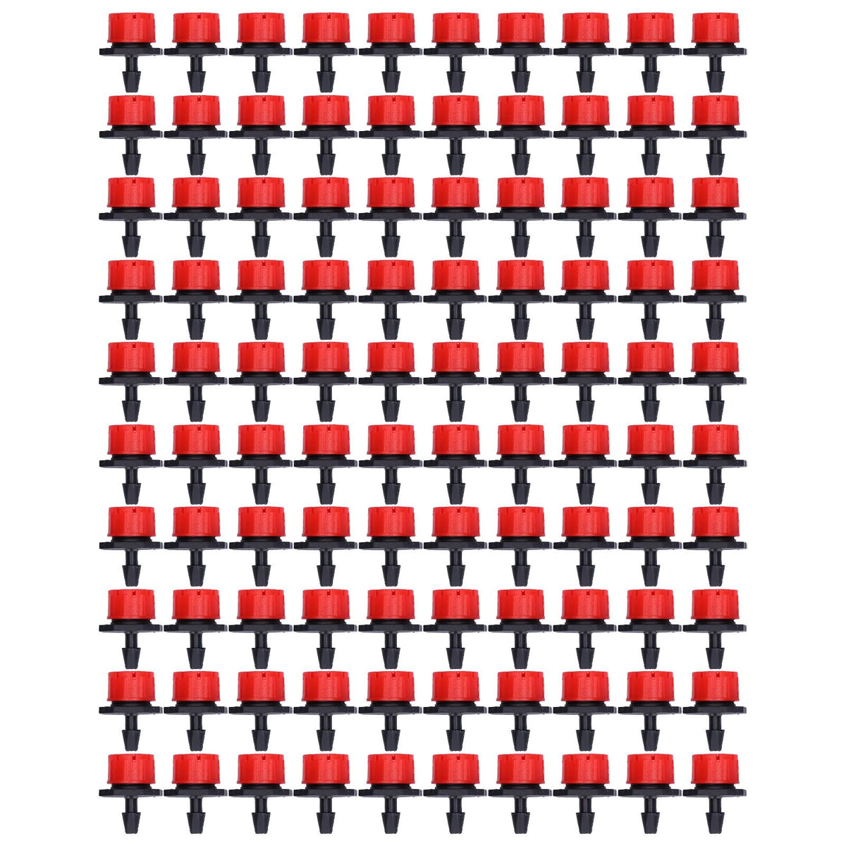 100Pcs 8 Hole Drip Irrigation Emitter Adjustable Drip Irrigation Sprinkler for Garden Greenhouse Courtyard Red