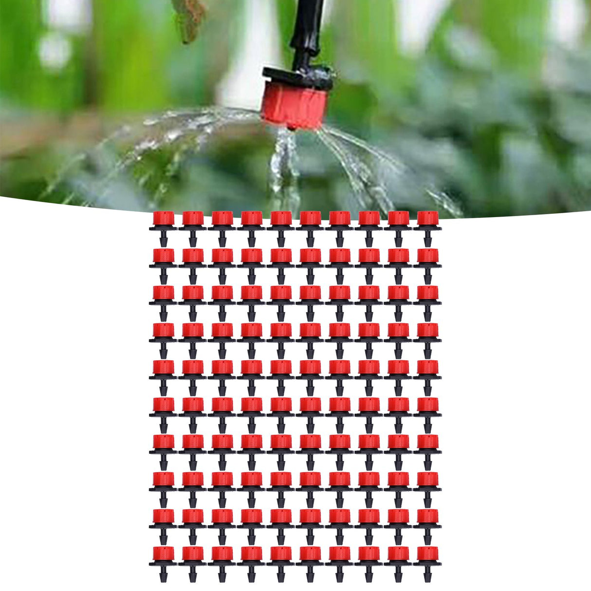 100Pcs 8 Hole Drip Irrigation Emitter Adjustable Drip Irrigation Sprinkler for Garden Greenhouse Courtyard Red