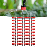 100Pcs 8 Hole Drip Irrigation Emitter Adjustable Drip Irrigation Sprinkler for Garden Greenhouse Courtyard Red