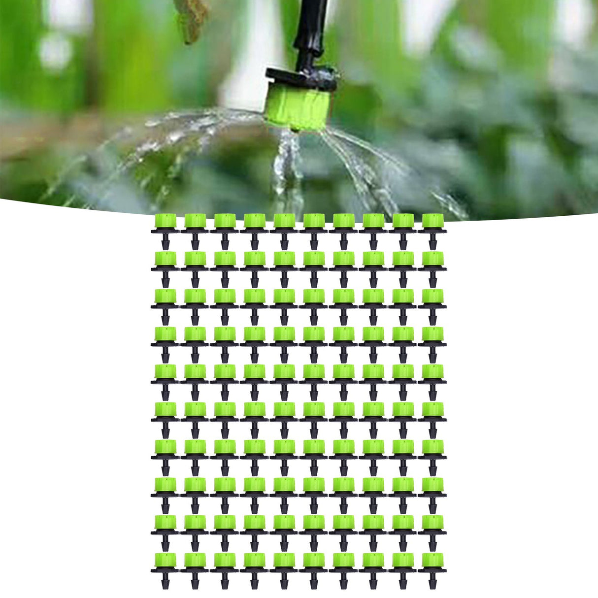 100Pcs 8 Hole Drip Irrigation Emitter Adjustable Drip Irrigation Sprinkler for Garden Greenhouse Courtyard Green