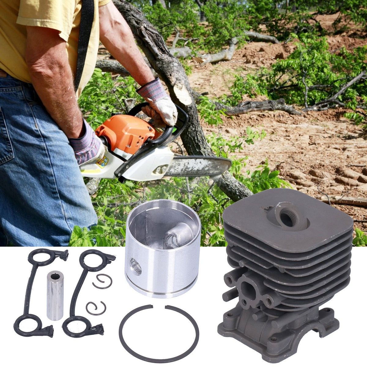 35mm Aluminum Cylinder Piston Ring Kit Replacement Chainsaw Accessory Fit for Husqvarna 125 128