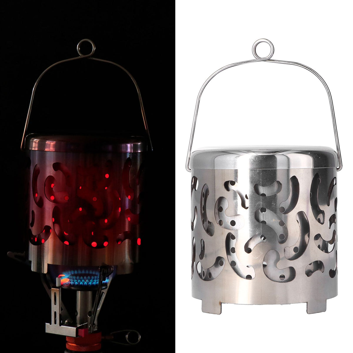 Outdoor Mini Warmer Stainless Steel Camping Stove Portable Warming Stove Cover for Picnic Hiking Barbecue