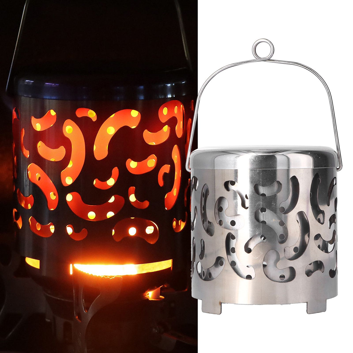 Outdoor Mini Warmer Stainless Steel Camping Stove Portable Warming Stove Cover for Picnic Hiking Barbecue
