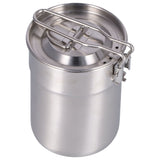 Outdoor Coffee Maker Cup 1L Camping Cooking Pot with Foldable Handle Lid for Hiking