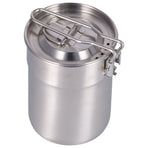 Outdoor Coffee Maker Cup 1L Camping Cooking Pot with Foldable Handle Lid for Hiking