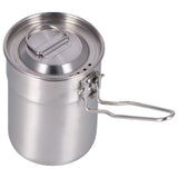 Outdoor Coffee Maker Cup 1L Camping Cooking Pot with Foldable Handle Lid for Hiking - 45-Degree Angle