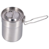 Outdoor Coffee Maker Cup 1L Camping Cooking Pot with Foldable Handle Lid for Hiking - Rear View