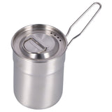 Outdoor Coffee Maker Cup 1L Camping Cooking Pot with Foldable Handle Lid for Hiking