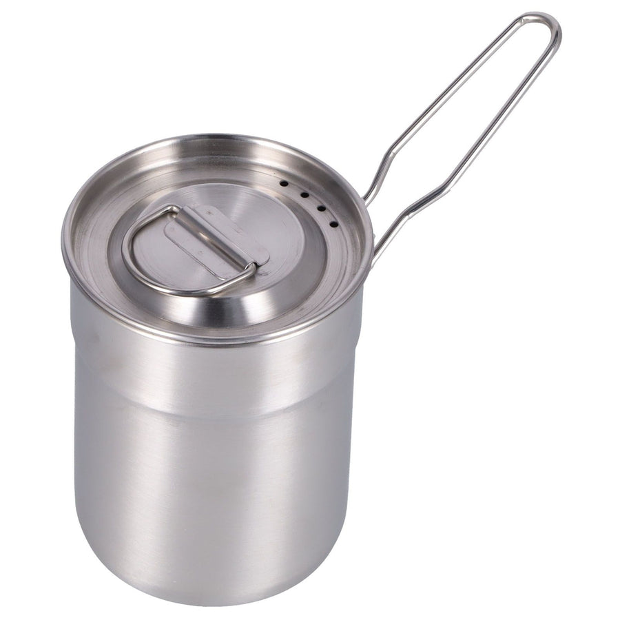 Outdoor Coffee Maker Cup 1L Camping Cooking Pot with Foldable Handle Lid for Hiking