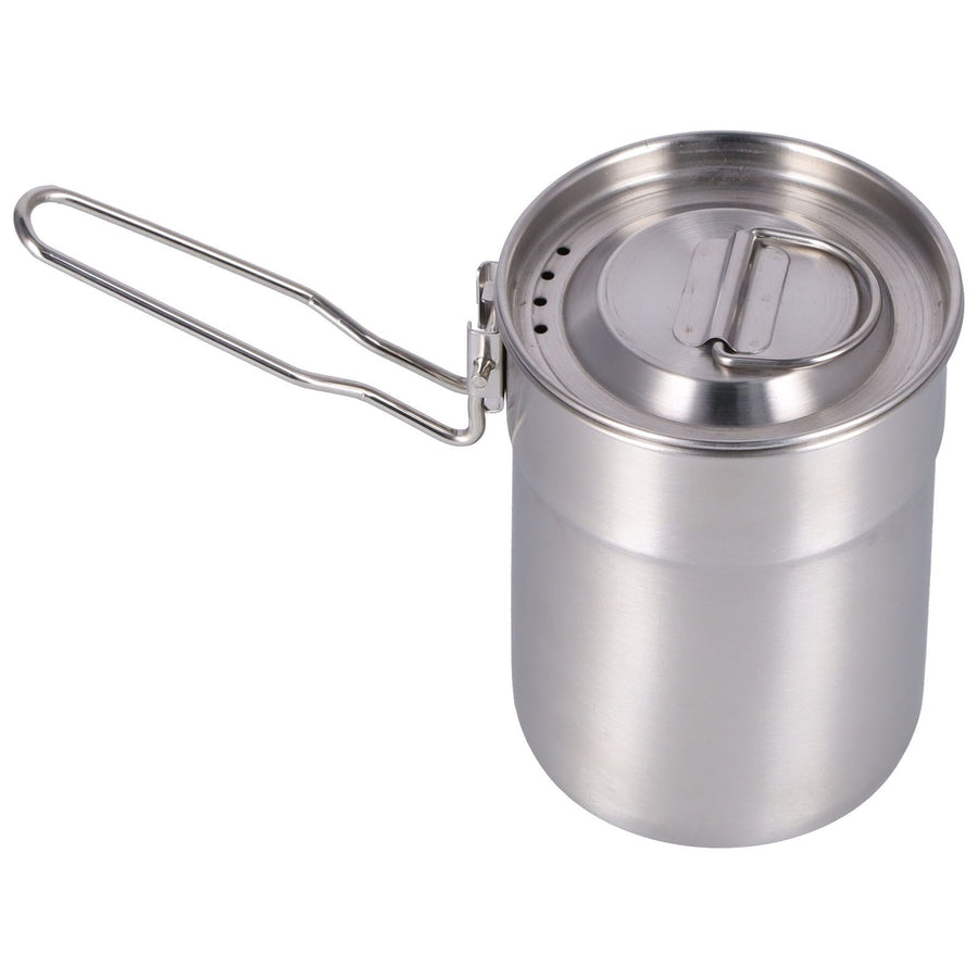 Outdoor Coffee Maker Cup 1L Camping Cooking Pot with Foldable Handle Lid for Hiking