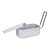 800ml Aluminum Lunch Box with Lid Rectangular Portable Bento Box for Outdoor Camping - Low Angle