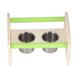Parrot Wood Stand with 2 Stainless Steel Feeding Cup Playstand Training Toy for Outdoor Gardening - Front View