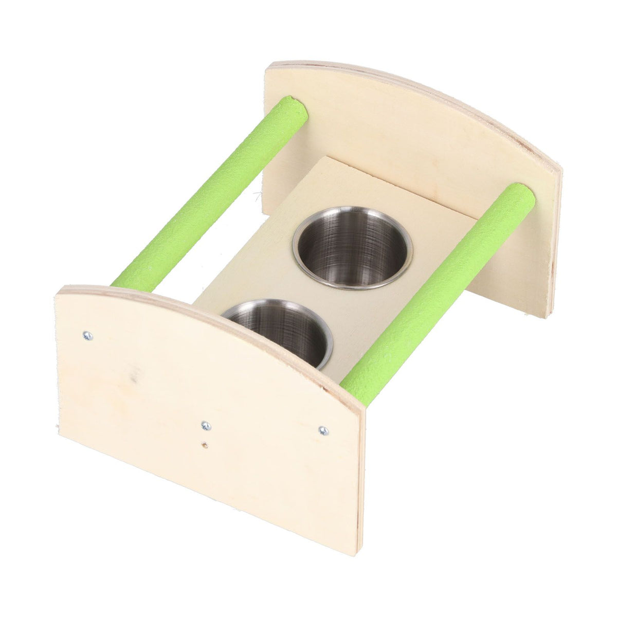 Parrot Wood Stand with 2 Stainless Steel Feeding Cup Playstand Training Toy for Outdoor Gardening