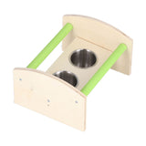 Parrot Wood Stand with 2 Stainless Steel Feeding Cup Playstand Training Toy for Outdoor Gardening - Side View