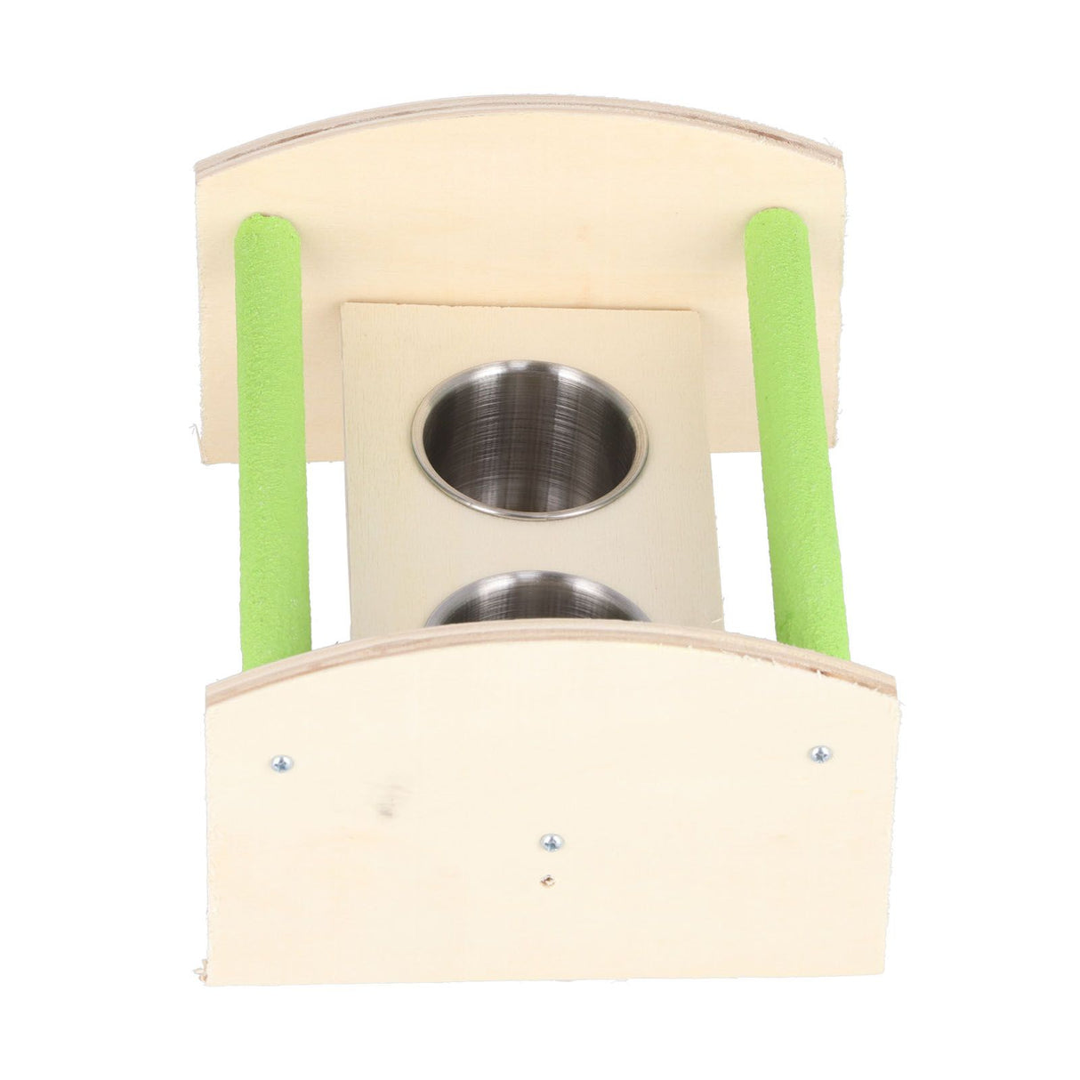 Parrot Wood Stand with 2 Stainless Steel Feeding Cup Playstand Training Toy for Outdoor Gardening