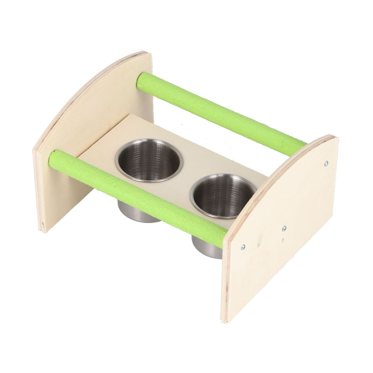 Parrot Wood Stand with 2 Stainless Steel Feeding Cup Playstand Training Toy for Outdoor Gardening