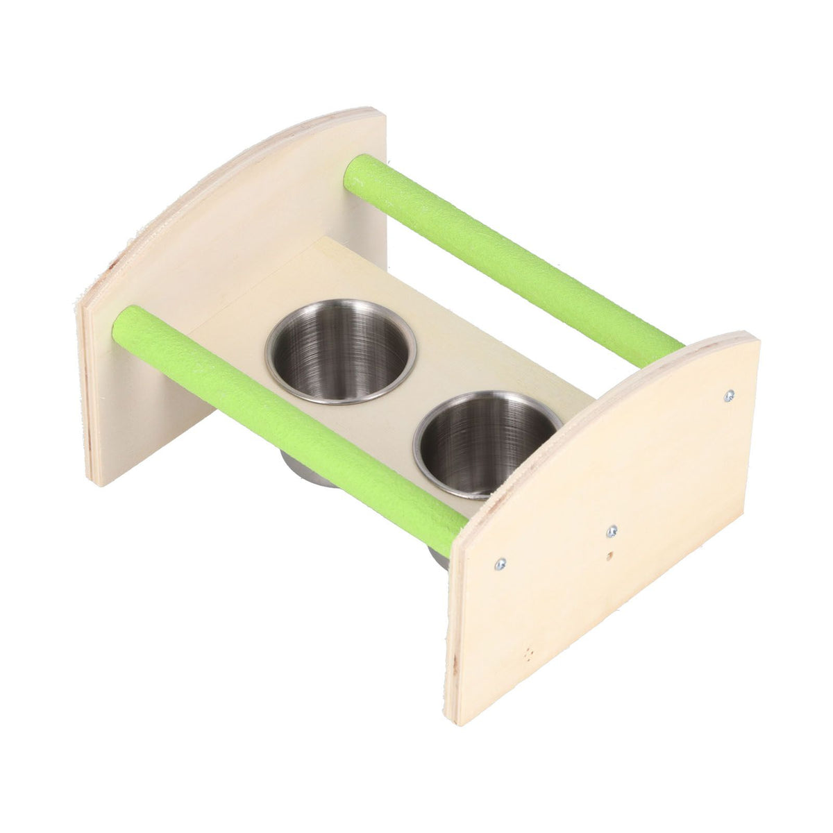Parrot Wood Stand with 2 Stainless Steel Feeding Cup Playstand Training Toy for Outdoor Gardening