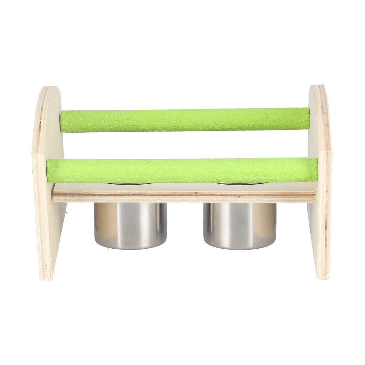 Parrot Wood Stand with 2 Stainless Steel Feeding Cup Playstand Training Toy for Outdoor Gardening