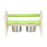 Parrot Wood Stand with 2 Stainless Steel Feeding Cup Playstand Training Toy for Outdoor Gardening - Close-Up Angle