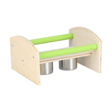Parrot Wood Stand with 2 Stainless Steel Feeding Cup Playstand Training Toy for Outdoor Gardening - Low Angle