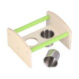 Parrot Wood Stand with 2 Stainless Steel Feeding Cup Playstand Training Toy for Outdoor Gardening