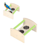 Parrot Wood Stand with 2 Stainless Steel Feeding Cup Playstand Training Toy for Outdoor Gardening