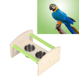 Parrot Wood Stand with 2 Stainless Steel Feeding Cup Playstand Training Toy for Outdoor Gardening - Extra Image