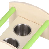 Parrot Wood Stand with 2 Stainless Steel Feeding Cup Playstand Training Toy for Outdoor Gardening - Extra Image