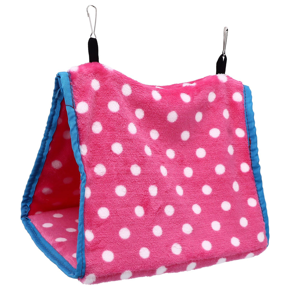 Bird Bed Foldable Portable Comfortable Flannel Triangular Hanging Bird Hammock with Hooks for Parrots Hamsters SquirrelsPink