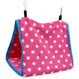 Bird Bed Foldable Portable Comfortable Flannel Triangular Hanging Bird Hammock with Hooks for Parrots Hamsters SquirrelsPink