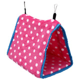 Bird Bed Foldable Portable Comfortable Flannel Triangular Hanging Bird Hammock with Hooks for Parrots Hamsters SquirrelsPink