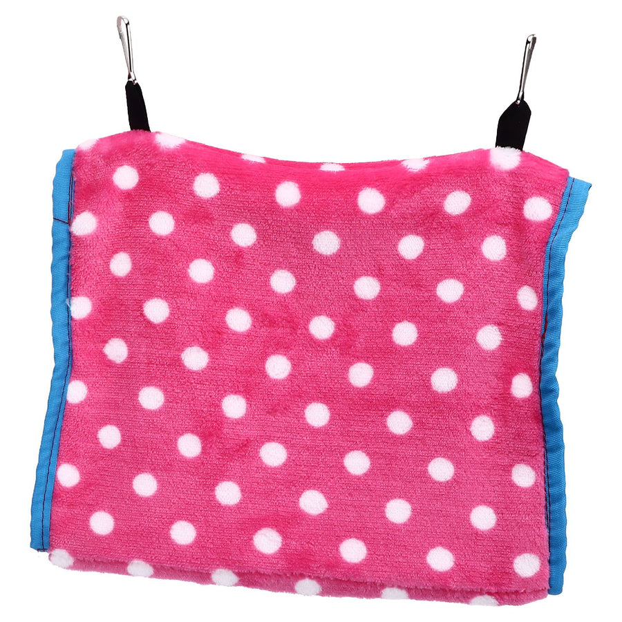 Bird Bed Foldable Portable Comfortable Flannel Triangular Hanging Bird Hammock with Hooks for Parrots Hamsters SquirrelsPink