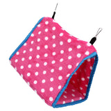 Bird Bed Foldable Portable Comfortable Flannel Triangular Hanging Bird Hammock with Hooks for Parrots Hamsters SquirrelsPink
