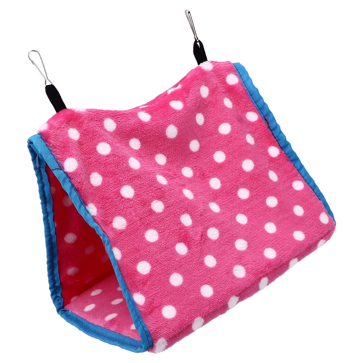 Bird Bed Foldable Portable Comfortable Flannel Triangular Hanging Bird Hammock with Hooks for Parrots Hamsters SquirrelsPink