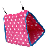 Bird Bed Foldable Portable Comfortable Flannel Triangular Hanging Bird Hammock with Hooks for Parrots Hamsters SquirrelsPink