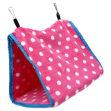 Bird Bed Foldable Portable Comfortable Flannel Triangular Hanging Bird Hammock with Hooks for Parrots Hamsters SquirrelsPink