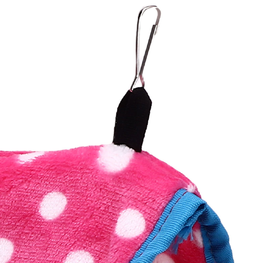 Bird Bed Foldable Portable Comfortable Flannel Triangular Hanging Bird Hammock with Hooks for Parrots Hamsters SquirrelsPink