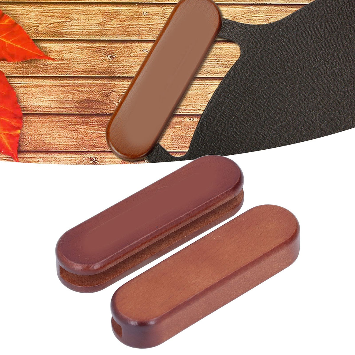 2Pcs Bakeware Wood Handle Prevent Scalding Portable Cookware Wood Handle for Outdoor Camping