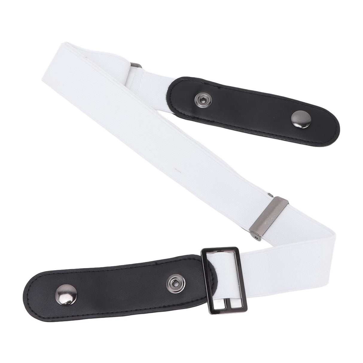 No Buckle Belt Women Traceless Adjustable Size Weaving Buckle Free Belt Women for Trousers SweaterWhite