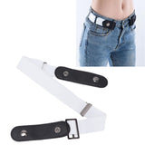 No Buckle Belt Women Traceless Adjustable Size Weaving Buckle Free Belt Women for Trousers SweaterWhite