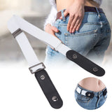 No Buckle Belt Women Traceless Adjustable Size Weaving Buckle Free Belt Women for Trousers SweaterWhite