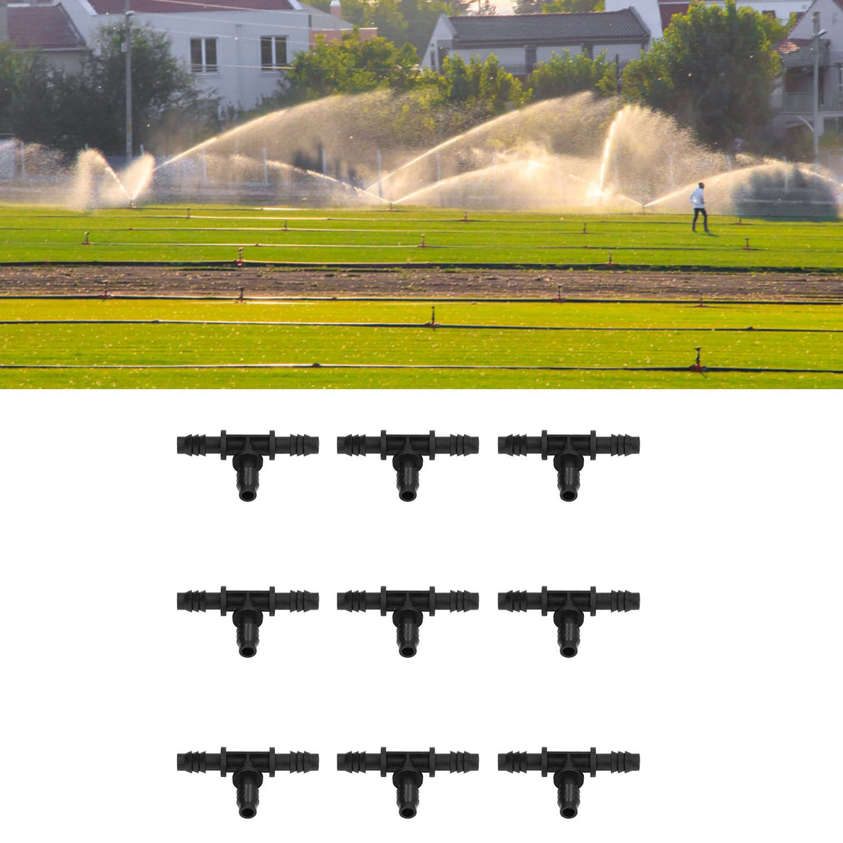 40pcs Irrigation Fitting Drip Irrigation Barbed Connector 8/12mm Tube Tee for Garden Lawn