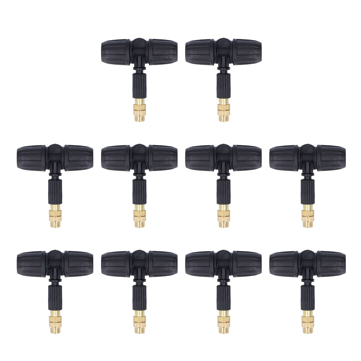 10Pcs Copper Atomizing Nozzles 8/11mm Adjustable Gardening Atomizing Nozzle with Tee Pipes for 8/11mm Capillary