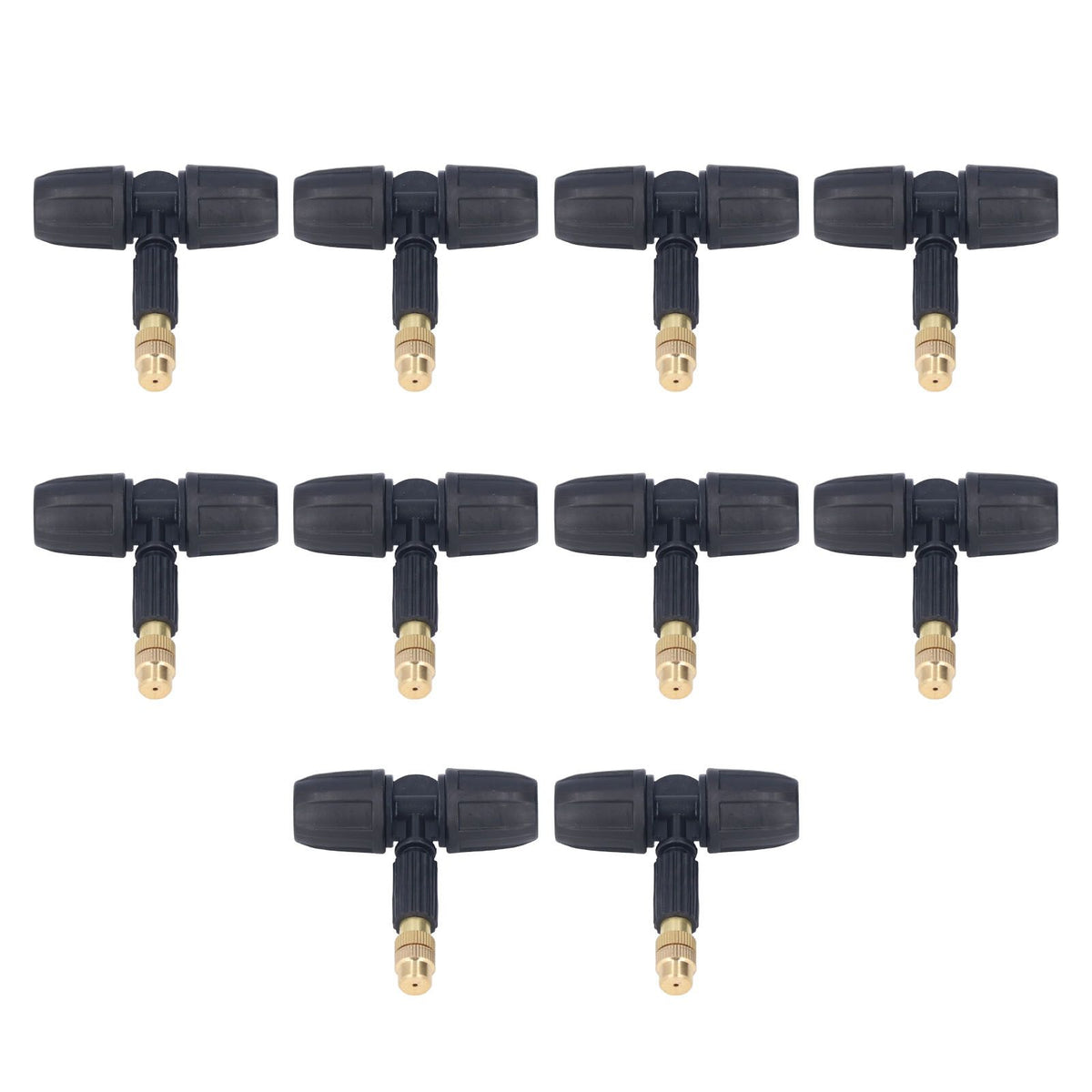 10Pcs Copper Atomizing Nozzles 8/11mm Adjustable Gardening Atomizing Nozzle with Tee Pipes for 8/11mm Capillary